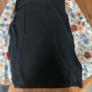 Floral Sleeve Black Women's Top